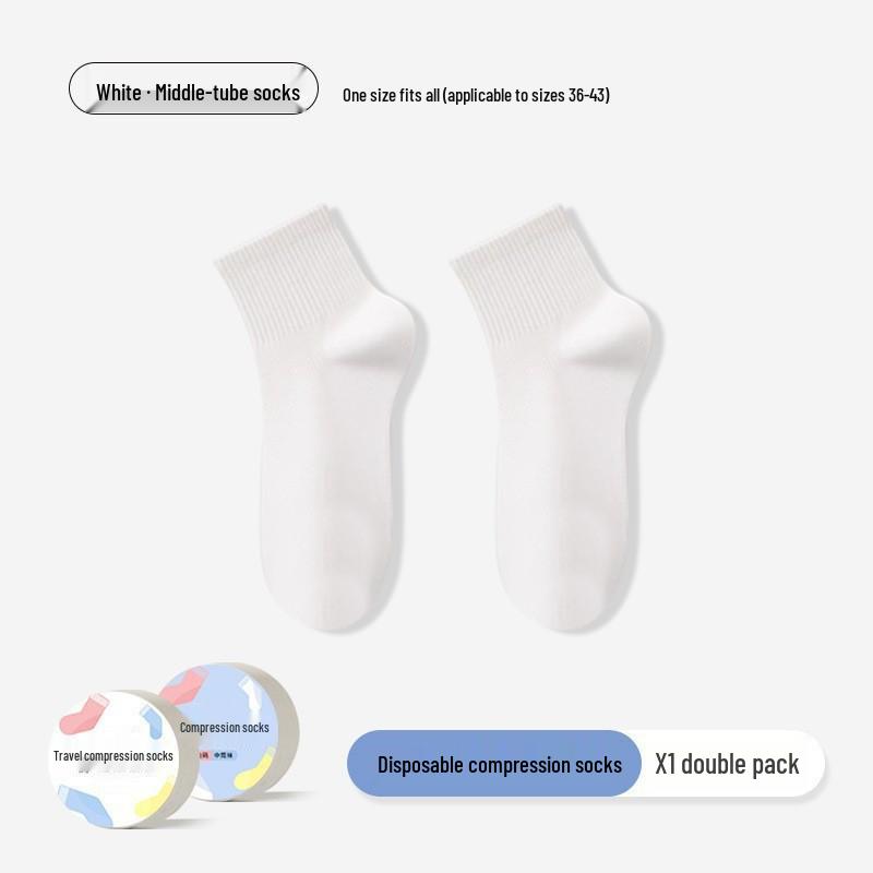All-Season Mid-Calf Disposable Socks - One Size, Sweat-Absorbing and Travel-Friendly