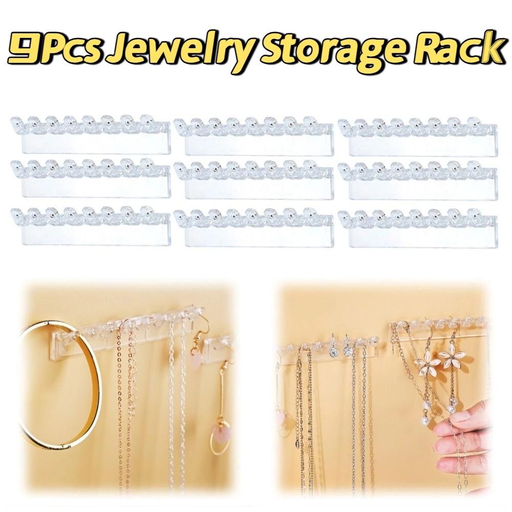 9Pcs 8 Hooks Jewelry Storage Rack Transparent Jewelry Display Stand  Dressing Table