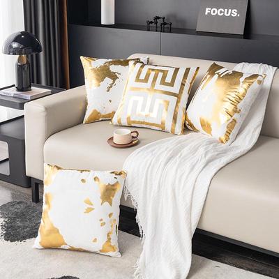 Fodera per cuscino decorativa di lusso nordica in peluche con stampa oro, per divano, soggiorno o camera da letto.