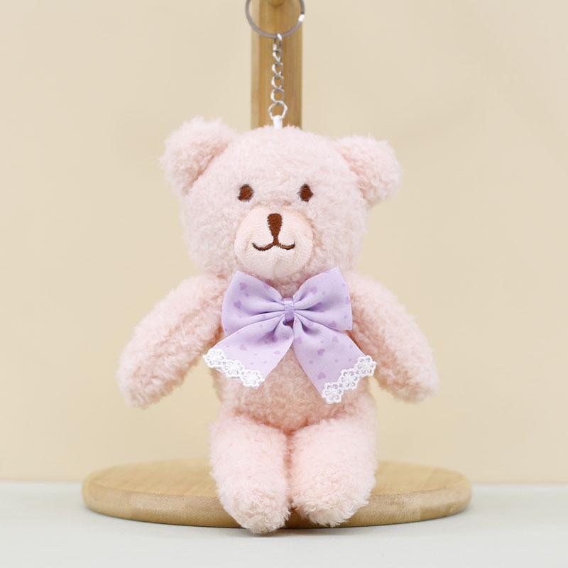 

Plush Toy Bear Keychain Sweet Cartoon Bag Charm Cute Soft Stuffed Doll Purple Bear