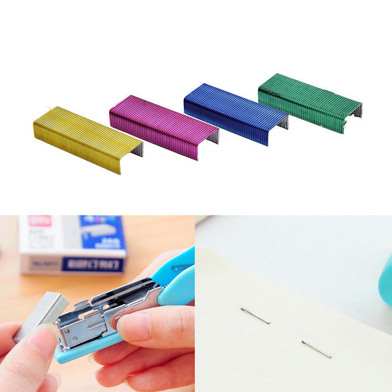 1Pack 12Mm Creative Colorful Stainless Steel Staples Office Binding Supplies