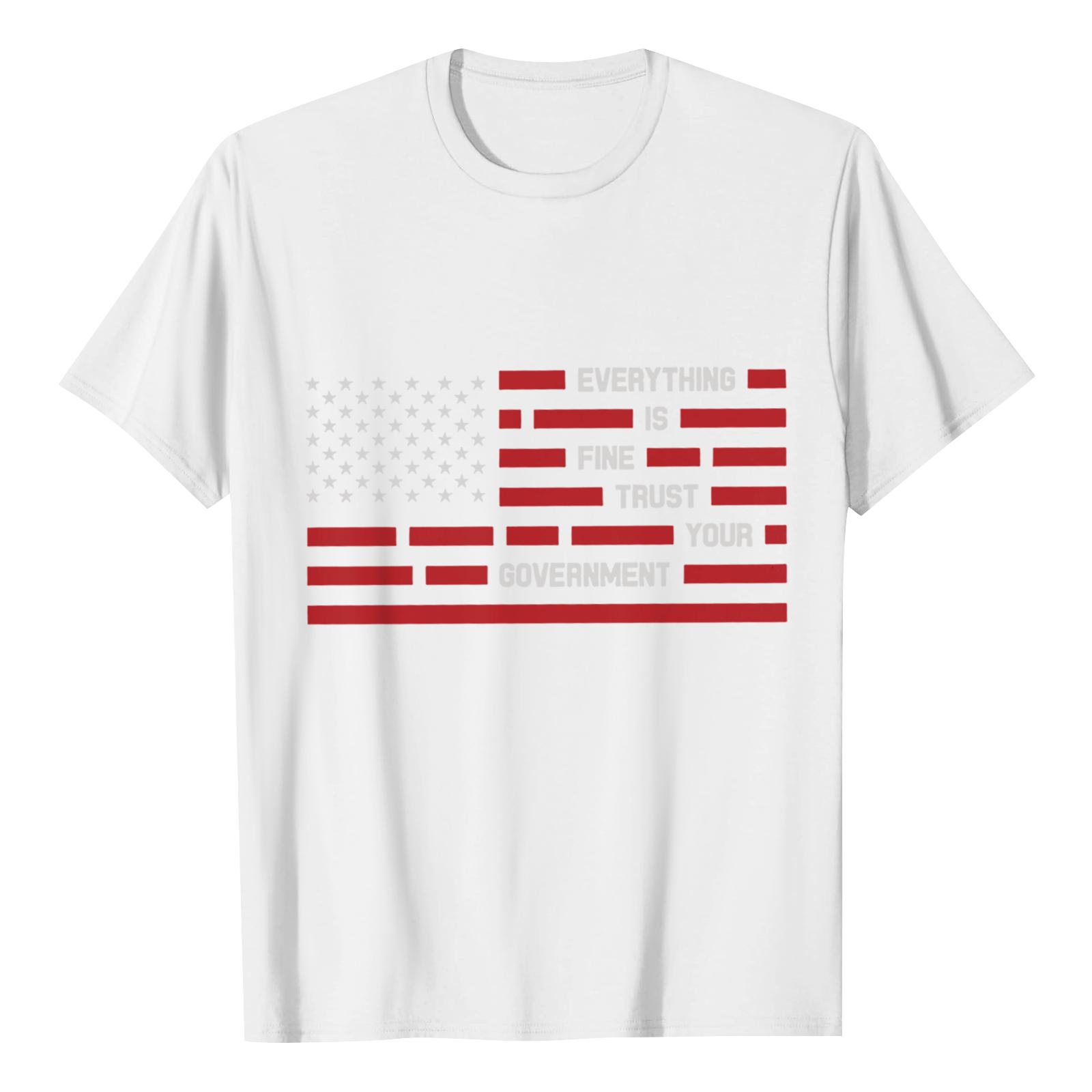 

USA Anniversary Men s Casual Letter Print Short-Sleeve T-Shirt XL