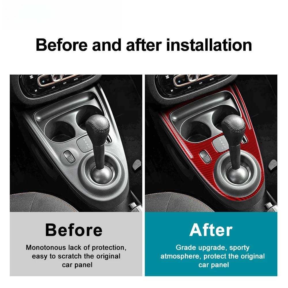 Real Carbon Fiber Trim for Smart Fortwo 453 2016-2017-2018-2019 Car Gear Shift Panel Frame Cover Sticker Interior Decoration