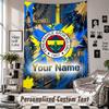 Custom Tapestry Wall Hanging, Fenerbahçe FC Personalized Name Text Home Wall Decor