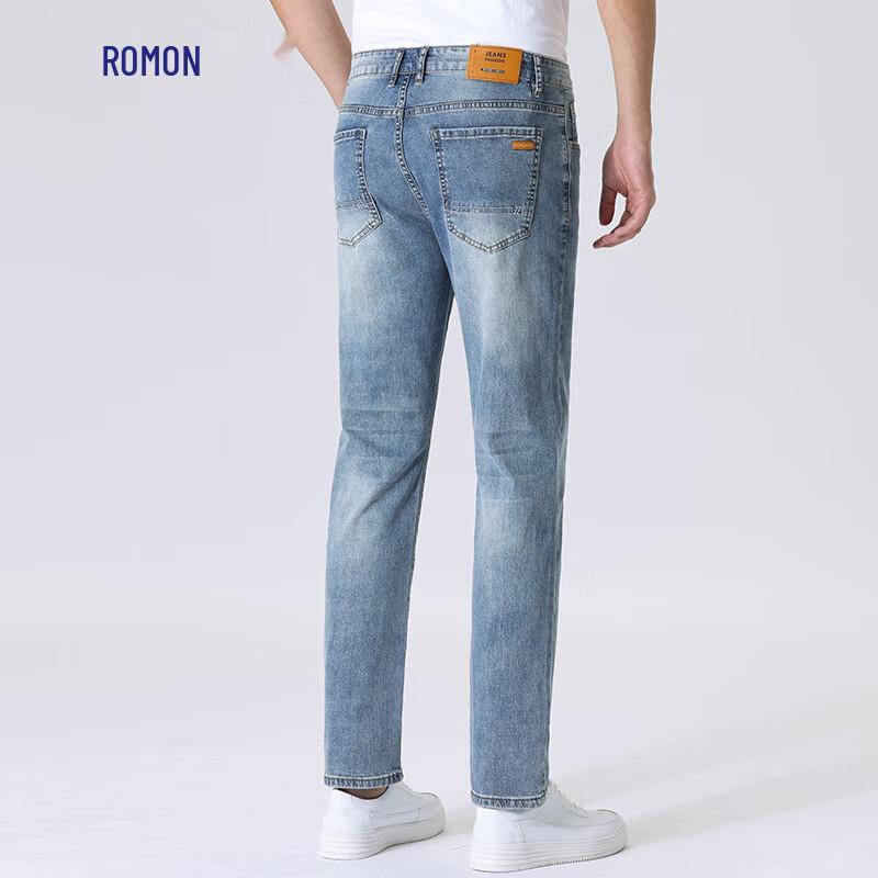 ROMON Men's 95% Combed Cotton Stretch Straight Jeans