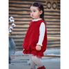 David Bella Winter New Style Girls' Plush Dress, Traditional Chinese Style Vest Dress for Girls, Children's Red New Year Dress