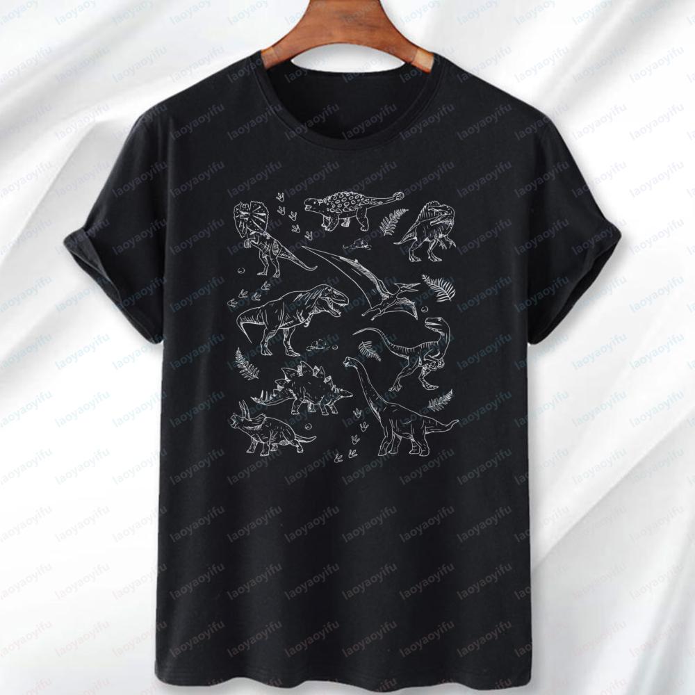 

Dinosaur Collection Line Art T-Shirt Vintage Dinosaur Species Graphic Tee Dino Lover Classic Fashion Funny Summer Men s Clothing 5XL різнокольоровий