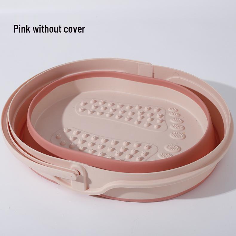 Zusammenklappbares Silikon-Fußbad mit Deckel - Tragbar, platzsparend, verdicktes Becken zum Einweichen und für Massage