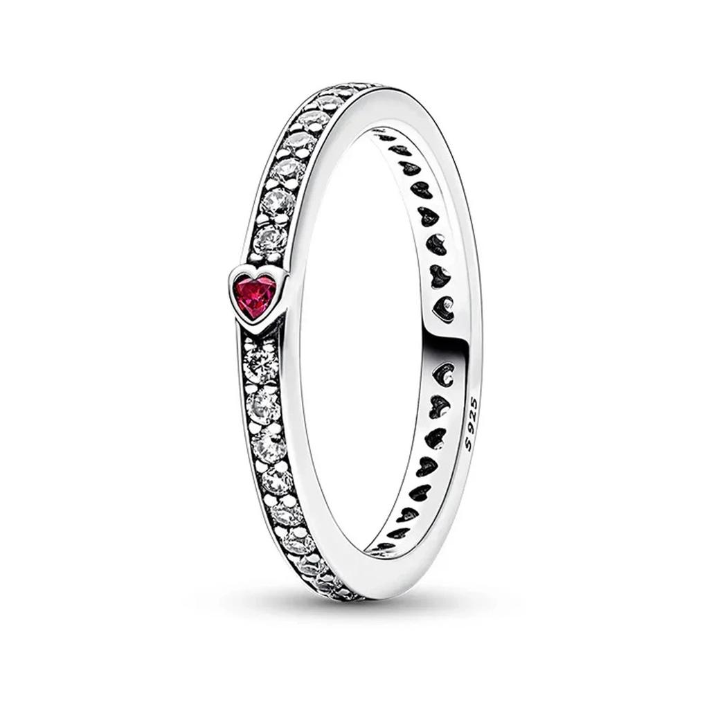 Luxury 925 Silver Heart-shaped Bow Flower Ring Fit Women's High-end Jewelry Parties Valentine's Day Gifts