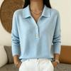 Maglione Oversize da Donna in Maglia con Collo a Revers, Chiusura con Bottoni, Manica Lunga, Top Invernale Casual 2026