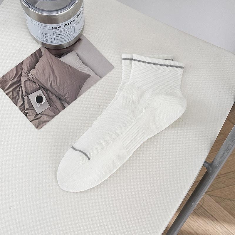 Men s Short Socks - Summer Light Style Mesh Breathable Sports Cotton Socks, Simple and Versatile Short Tube Socks 1 pair белый