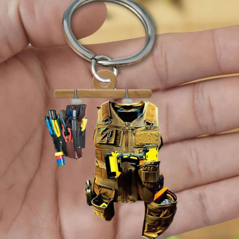 50PCS Acrylic Keychain Unique Electrician Tool Keyring Electrician Tool Bag Hanging Pendant Decoration Bag Accessories Gift 1PCS