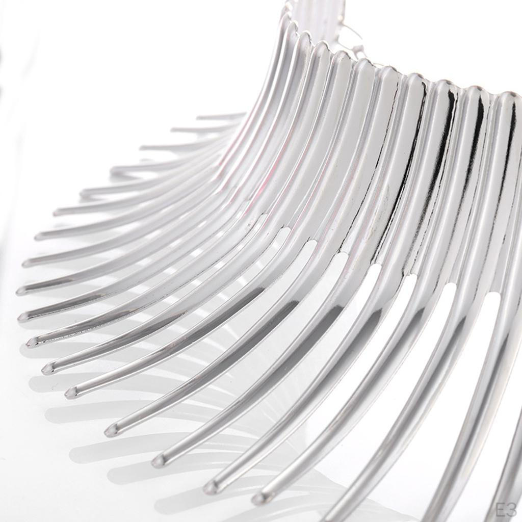 Choker Necklace Womens Statement Bib Silver, 42cm