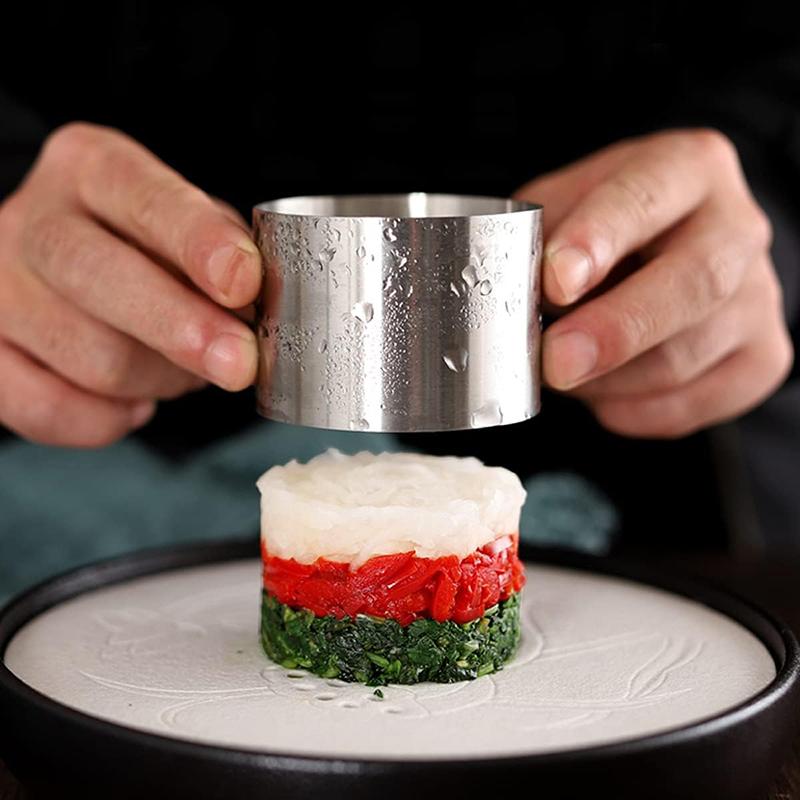 Round Stainless Steel Cake Mousse Ring With Lid Cake Decoration Tool Pastry Cake Mousse Mold Rice Ball Sushi Maker Kitchen tool