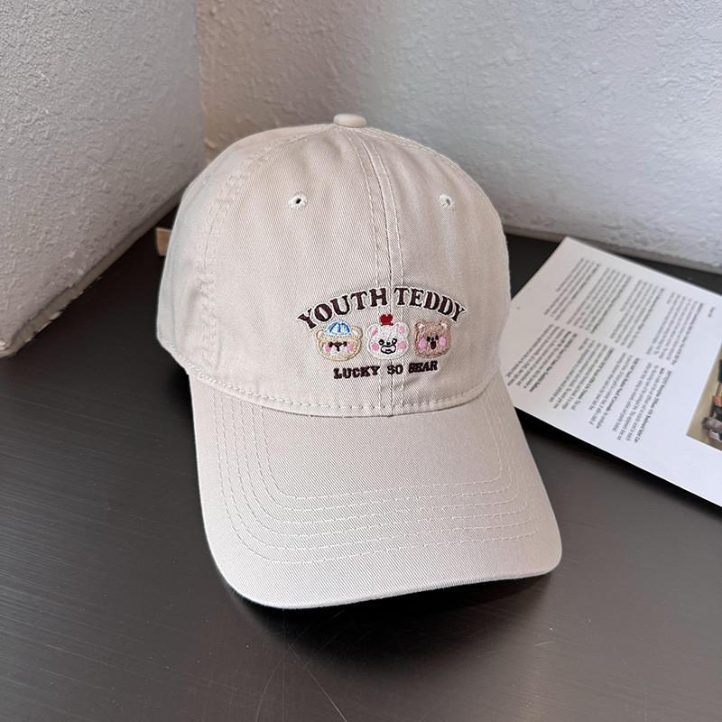 Cap Baseball Fashionable With Little Bear And Letter Embroidery Design For Daily