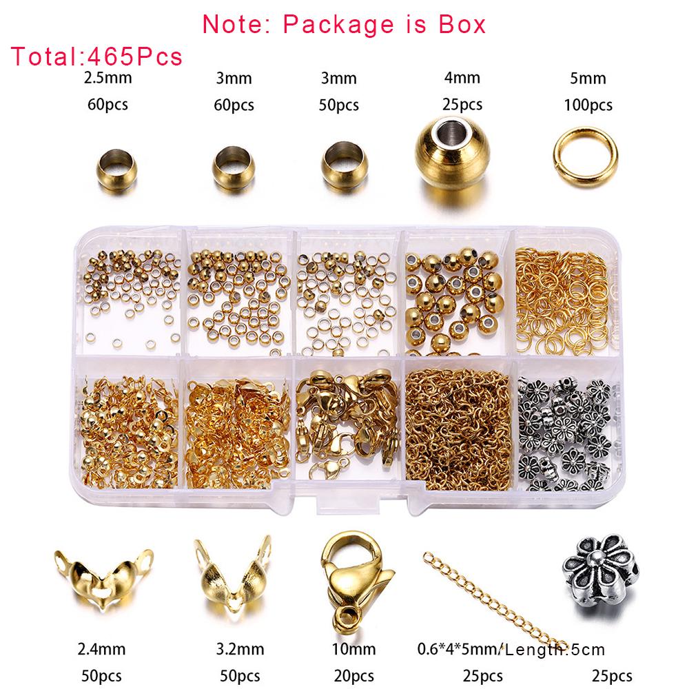 352-950Pcs Stainless Steel Jewelry Making Kits Lobster Clasp Jump Rings End Crimps Beads Clasp for DIY Jewelry Accessories