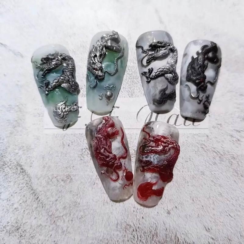 Silikonformen für Nagelkunst, handgefertigt, DIY-Nagelwerkzeuge, Drachen-/Schlangen-Nagelschnitzformen, Silikonmaterial für die Nageldekoration