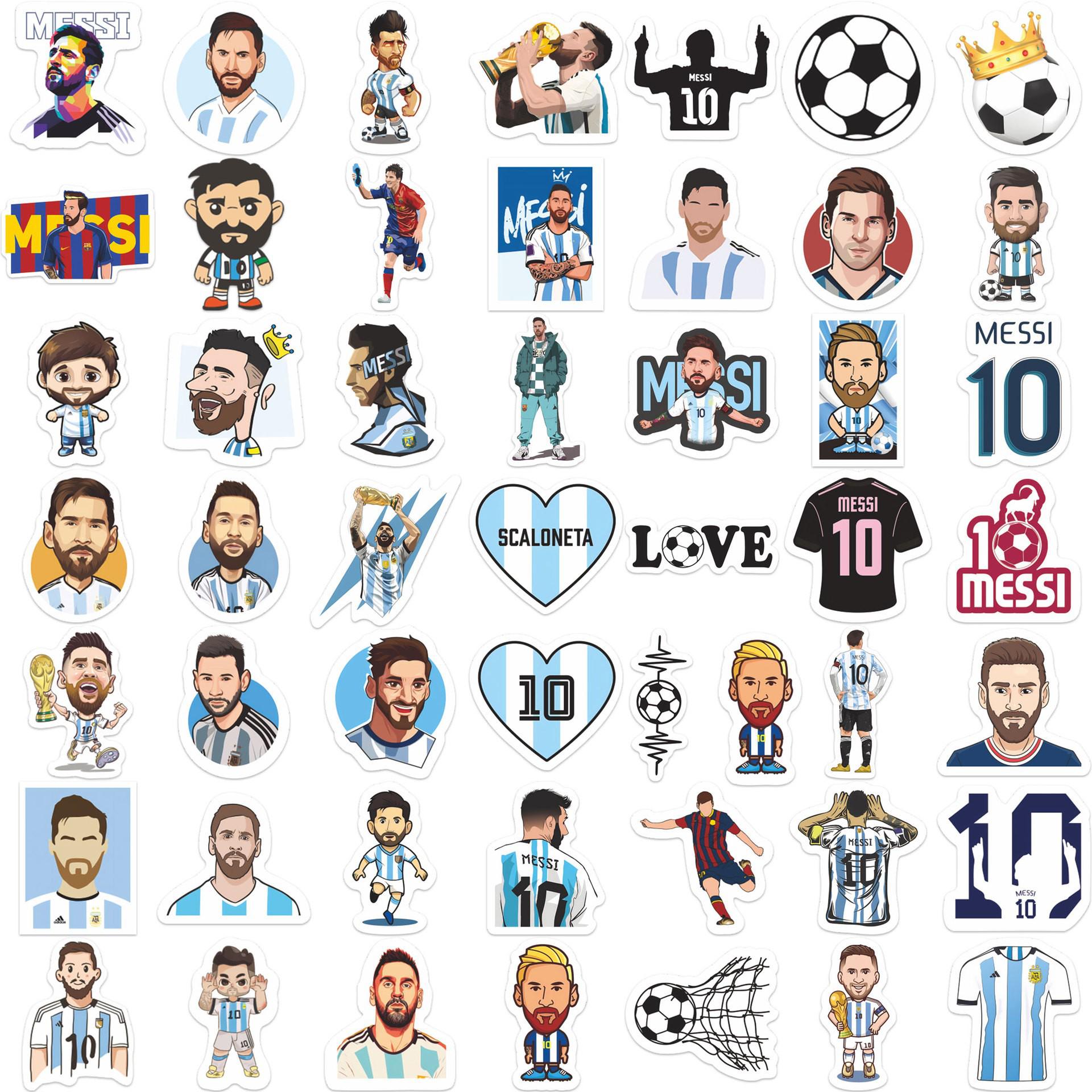 50 Messi Football Star Creative Stickers for Journals, Stationery, Suitcases & Notebooks – DIY Decorative Set A067