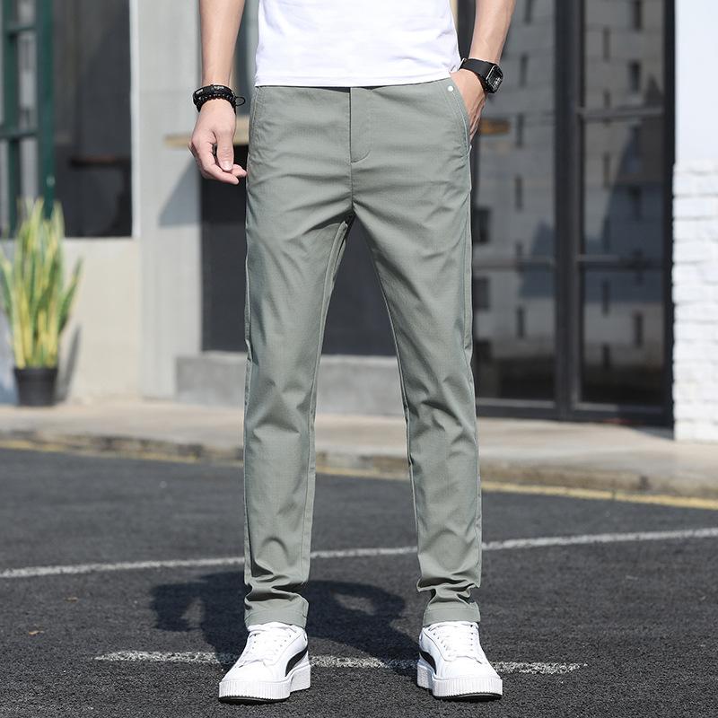 Men's straight casual pants, men's mid waist, spring and autumn thin, solid color, street outerwear, long pants