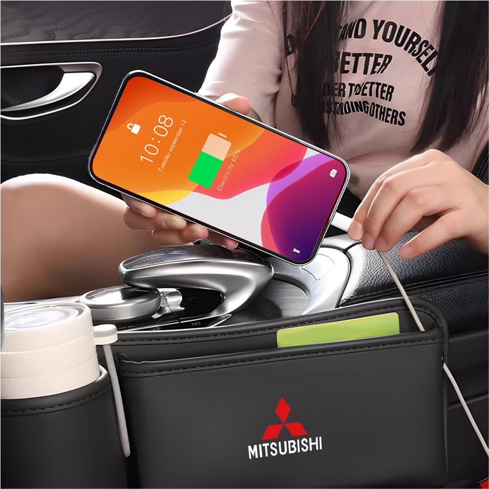 Car Leather Seat Gap Crevice Storage Box Seat Storage Case For Mitsubishi Asx Lancer Outlander Pajero Ralliart Eclipse Grandis