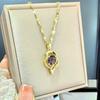 Years Love Necklace Women'S Light Luxury Simple Purple Zircon Heart Pendant Clavicle Chain