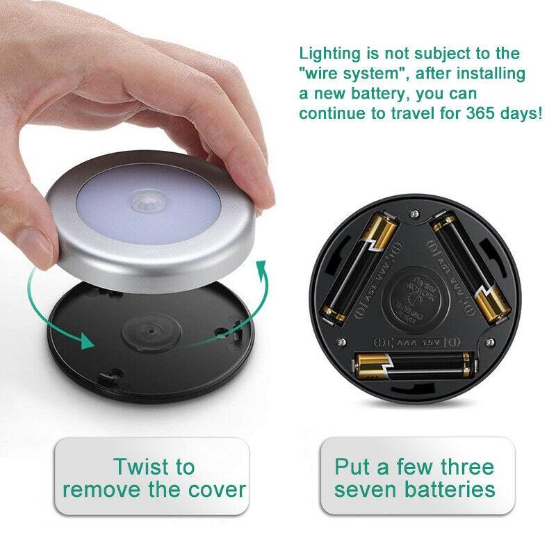 1/2/3/6 шт. Лампа з інфрачервоним датчиком руху PIR, живлення від батарейок, нічник, магнітна інфрачервона настінна лампа, для шафи, сходів(Батарея не входить)