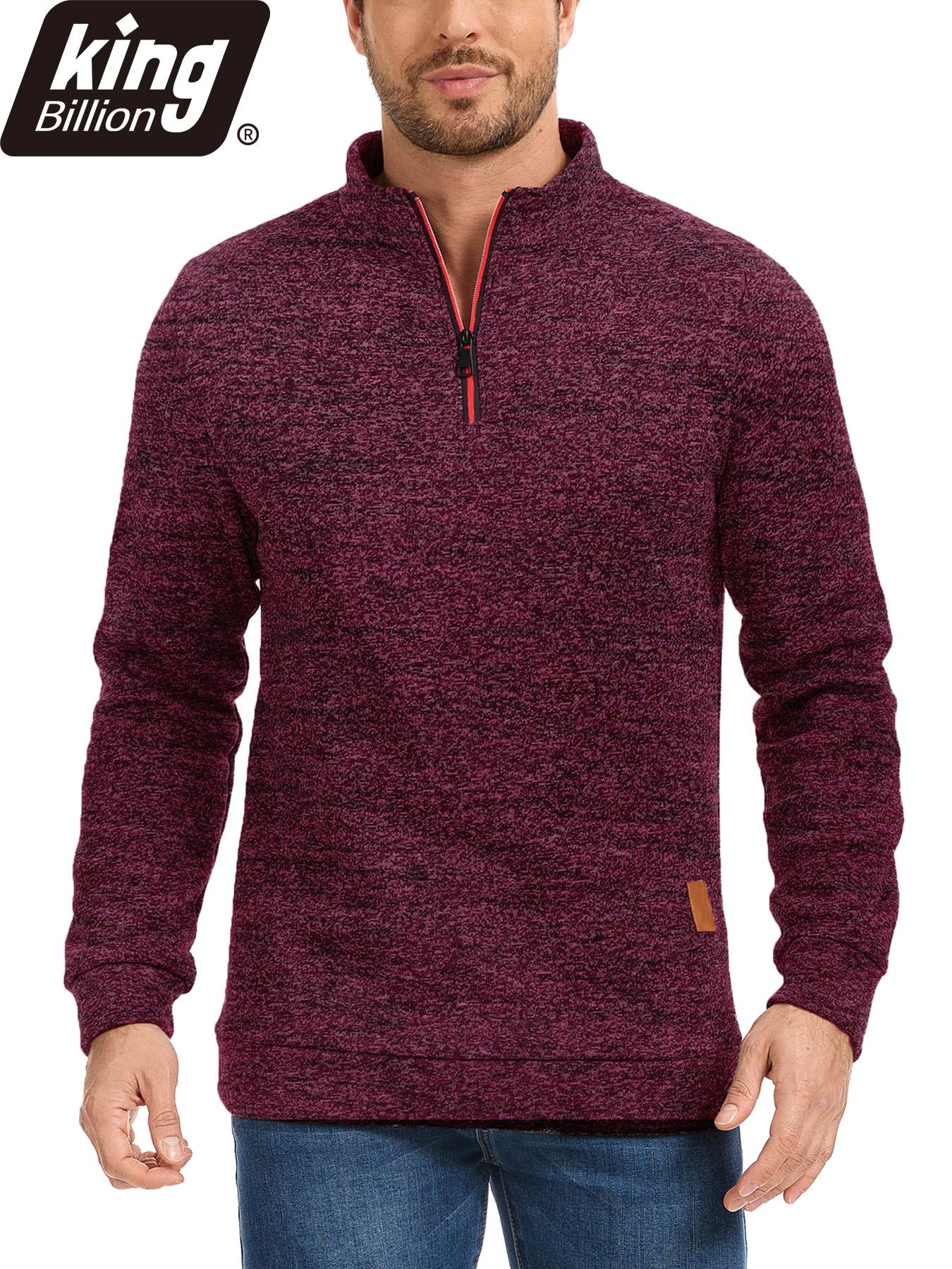 Мужской флисовый пуловер King Billion с воротником-стойкой на молнии до середины груди осенне-весенний свитер идеально подходящий для повседневной носки городских прогулок и легких видов активного отдыха XXL винный 1290₽