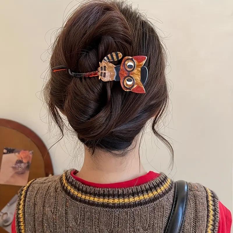 Cute Cartoon Cat Hair Clip Women Versatile High-end Twist Clip Creative Sweet Hair Accessories