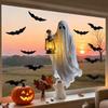 Extragroße Halloween-Geister-Fenstersticker Vintage-Geister Schwarze Fledermaus Fensteraufkleber für Zuhause Klassenzimmer Büro DIY Partydekoration