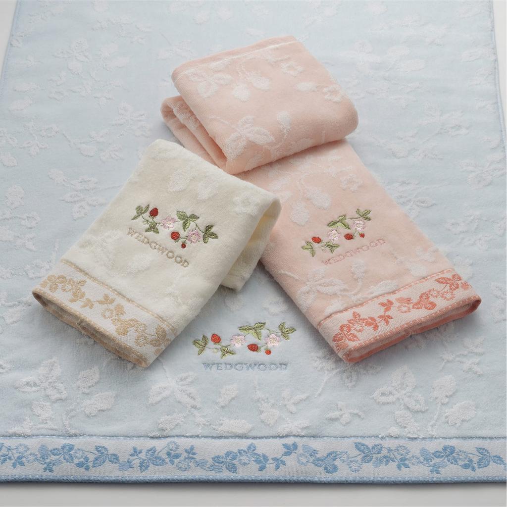 Nishikawa Bath Towel 60X120cm Washable Cotton Fluffy Smooth Soft Absorbent Moisturizing Yarn Shirring Wild Strawberry Wedgwood Blue TT13354606 100%