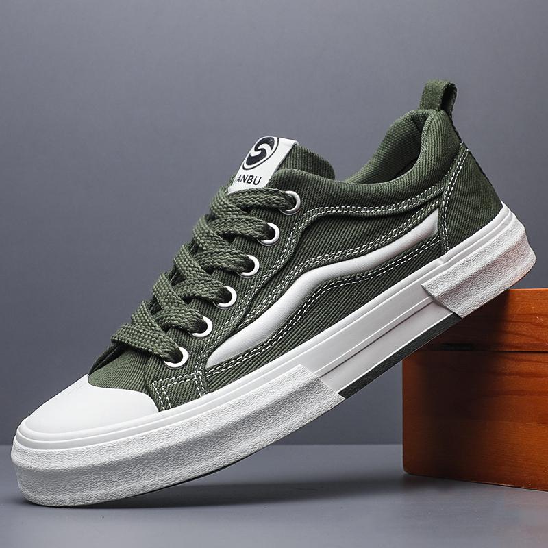 Fashion Men's Canvas Shoes Breathable Comfortable Hard Wearing Round Toe Flat Casual Shoes Lace Up Non Slip Platforms Sneakers SS25840