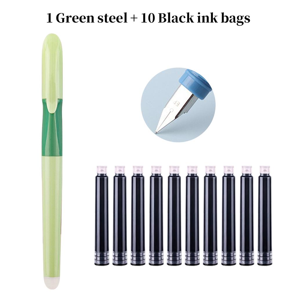 Kawaii Stance Pen Soft Grip, Erasable Replaceable Ink Children's Writing Posture Training Pen School Student Stationery Supplies