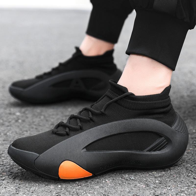 New shoes men's flying woven breathable socks shoes soft sole non-slip fashion versatile street sports casual shoes