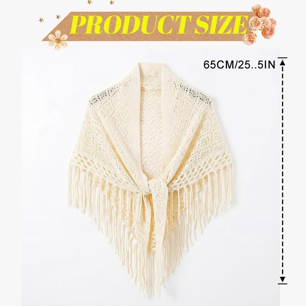 Women's European-Style Tassel Shawl: Summer Sun Protection, Triangle Scarf, Knit Cardigan, Beach Cover-Up
