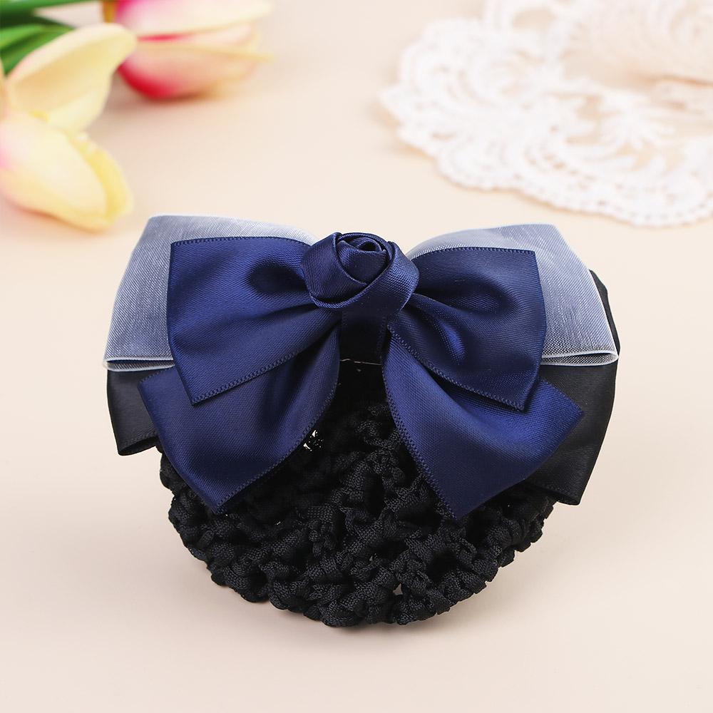 Ladies Bank Bownot Rose Ladies Professional Hairgrips Snood Hair Clip Bow Hair Net