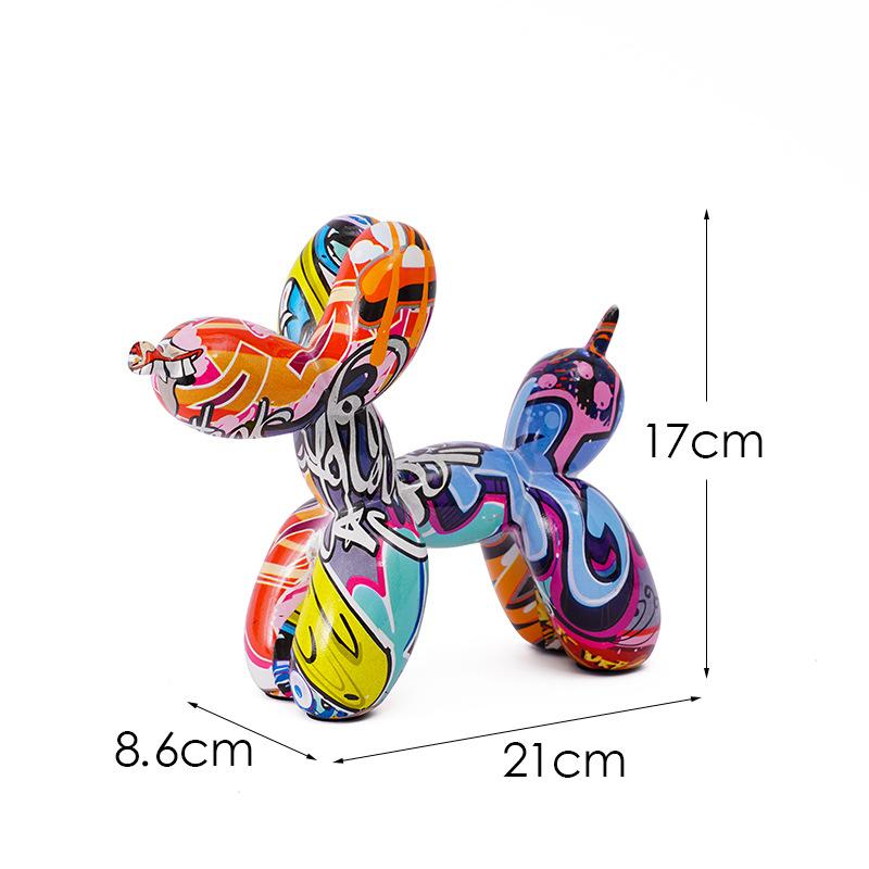 

Vilead Graffiti Balloon Dog Sculpture Black White Puppy Figurines Modern Decoration Pink Room Bedroom Tabletop Living Bathroom