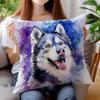 Niedliche Husky-Aquarellmalerei Doppelseitiger Kissenbezug Dekorative Überwurf-Kissenhülle für Sofa Heimdeko