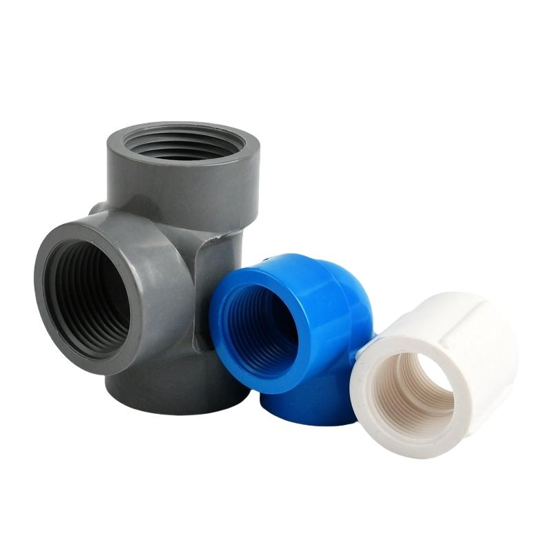 1/2 3/4 1 1.2 1.5 2 Inch PVC Pipe Female Threaded Connector Straight Elbow Tee 3-Way Adapter For Garden Irrigation Aquarium Pipe
