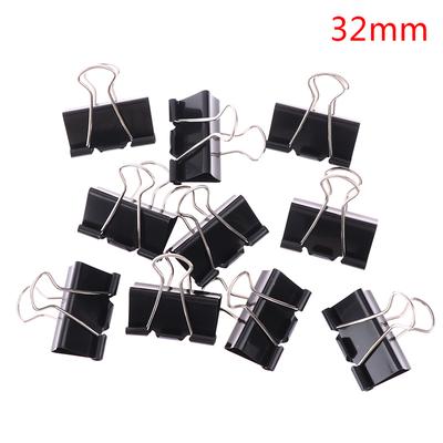 24Pcs Schwarz Metall Binder Clips 32mm Notizen Brief Papier Clip Büro Liefert Bindung Sicherung