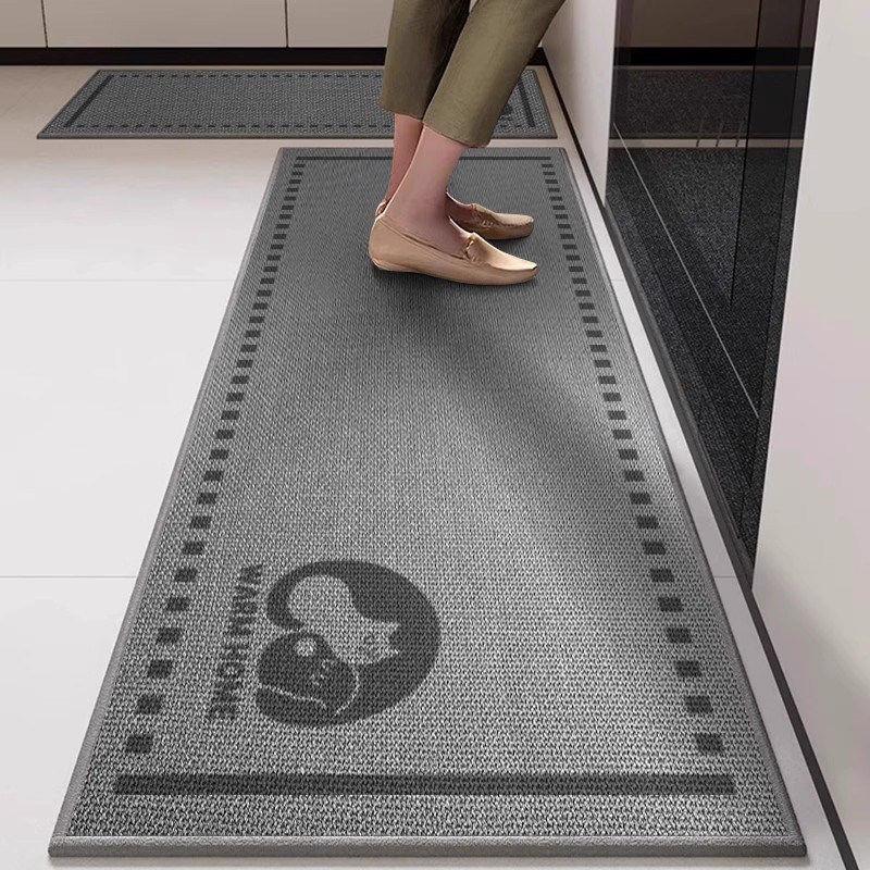 Simple Style Imitation Linen Water-absorbent Anti-slip Kitchen Mat Set High-end Long Decorative Floor Mat
