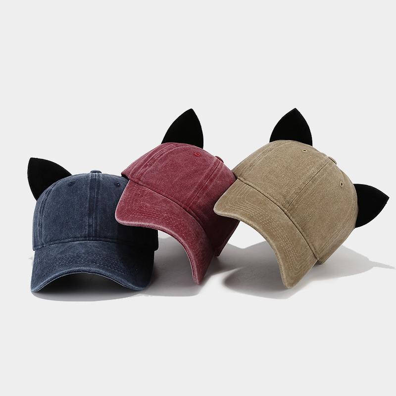 Cotton Velvet Cat Ear Baseball Cap For Women With Sun Protection And Breathability