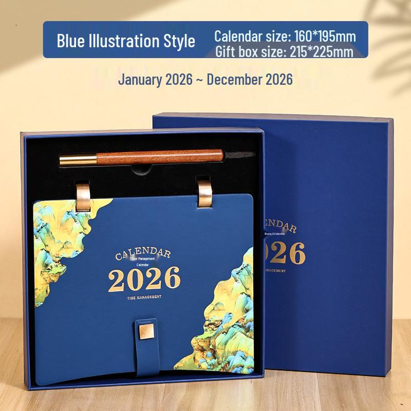 2026 Jahr des Pferdes Benutzerdefinierter Tischkalender Geschenkset - Perfekt für Firmenmeetings, Veranstaltungen und Logodruck.