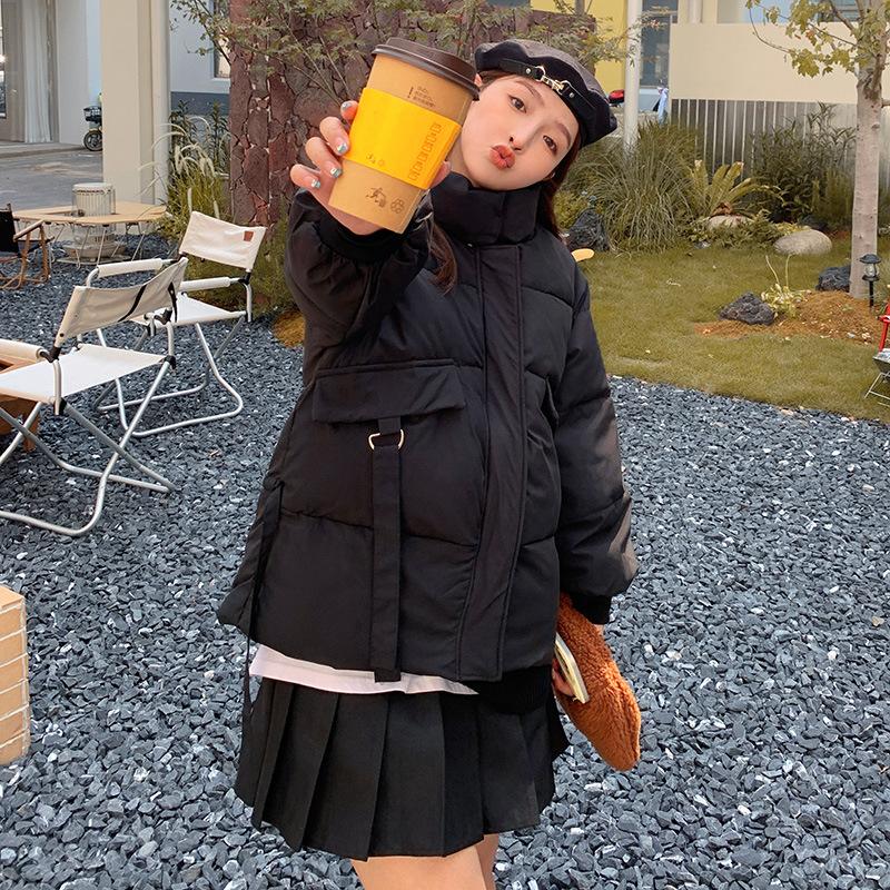 

2025 дизайн чувство утолщенная пуховая хлопковая куртка женская мода универсальная теплая куртка в хлопковом стиле колледжа куртка-пуховик куртка S чёрный