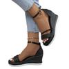 Large size wedge heel sandals platform fish mouth one-word buckle bag heel muffin women's sandals
