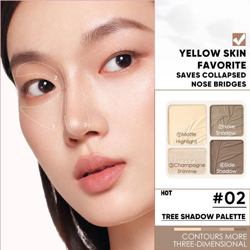 Judydoll Contour Palette, 2 In 1 Face Highlight Contour Palette, Shades with Highlighter Makeup, Non-greasy, Lasting Sparkling