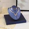 Necklace Display Bust Stand, Leather Covered Jewelry Display Stand with Angled Form and Square Base for Counter Showcase