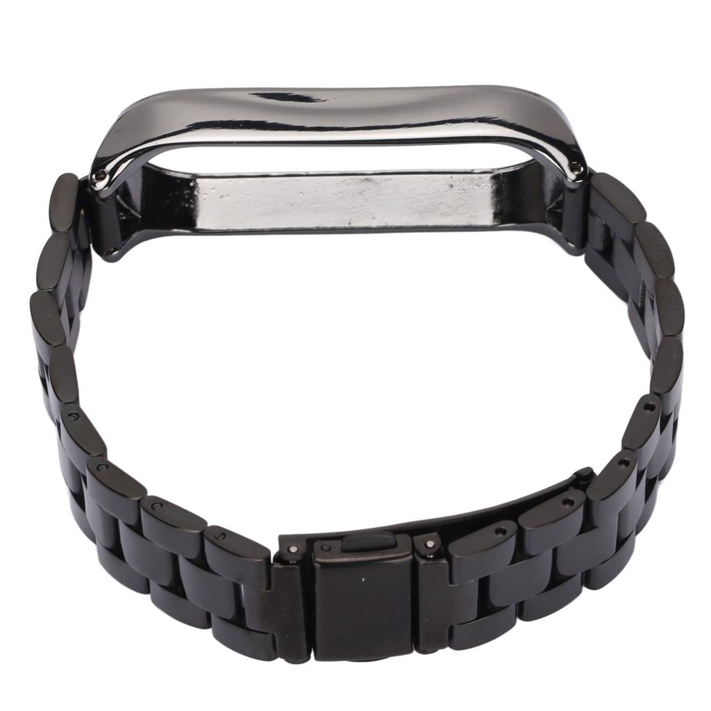 Smartwatch Armband Edelstahl Anti-Verlust mit Doppelschnalle Faltschließe für Mi Band 6Schwarz