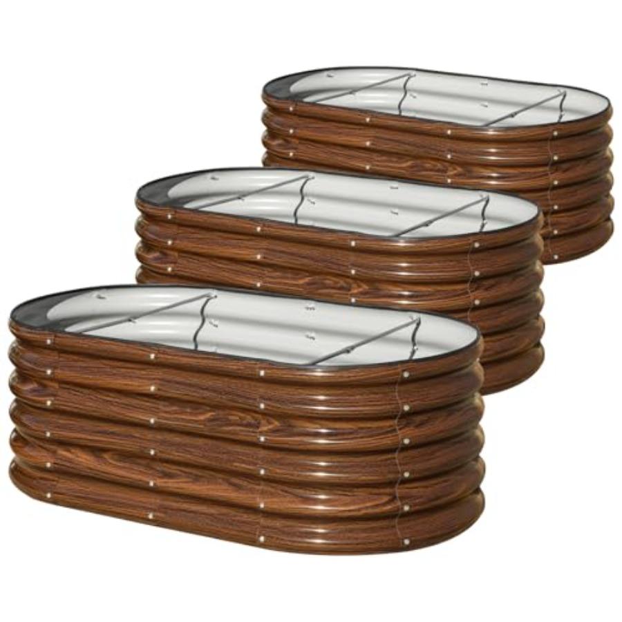 

3 Pcs 4x2x1.5ft Raised Garden Bed Outdoor 17 Tall Galvanized Metal Planter Box Oval Raised Garden Bed Kit for Planting Vegetabl United States