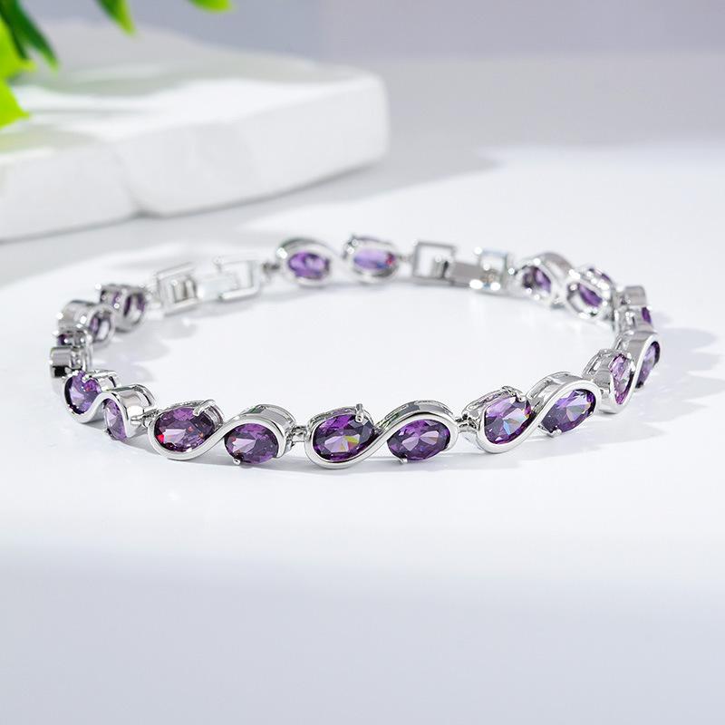Women'S Creative Bracelet Hipster Accessories Round Simple Copper Zircon Bracelet
