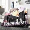 1pc Osamu Miya Blanket with Custom Name, Gift, for Men and Women, Soft Blanket, Good for Sofa Bed Couch Travel, Lightweight Flannel Blanket